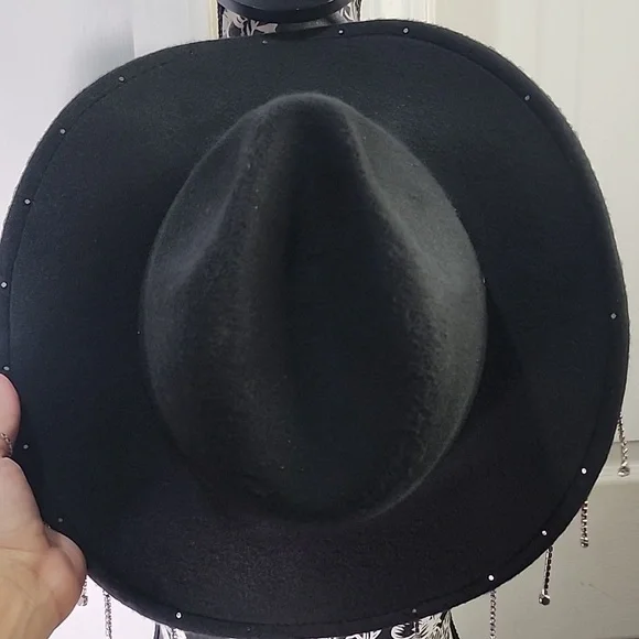 Akira Black Rhinestone Drip Cowgirl Hat O/S - Picture 4 of 8